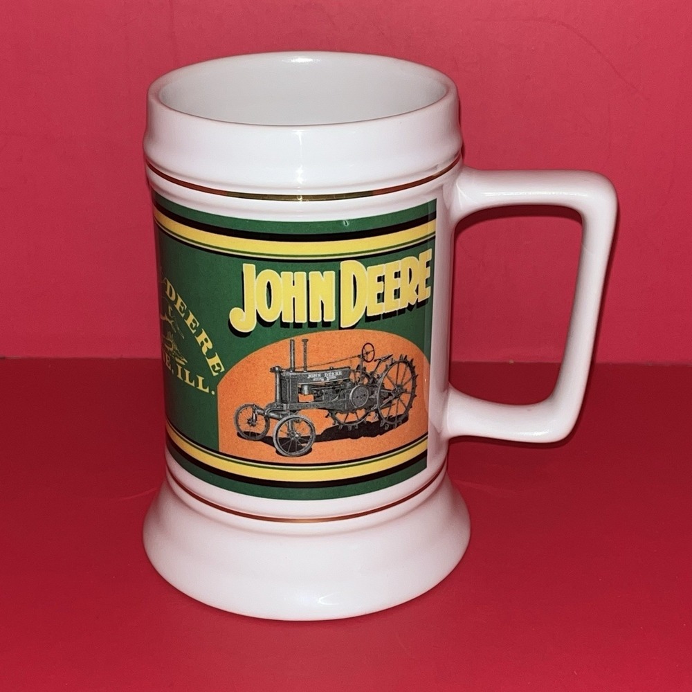John Deere Stein Stoneware Coffee‎ Mug The Encore Group 2007 Large Mug White